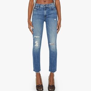 MOTHER Mid Rise Dazzler Ankle Fray Weekend Warrior Distressed Jeans Sz 30 $248